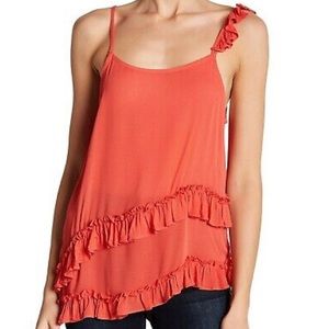 RO&DE Asymmetric Tank Top in Coral Sz. M